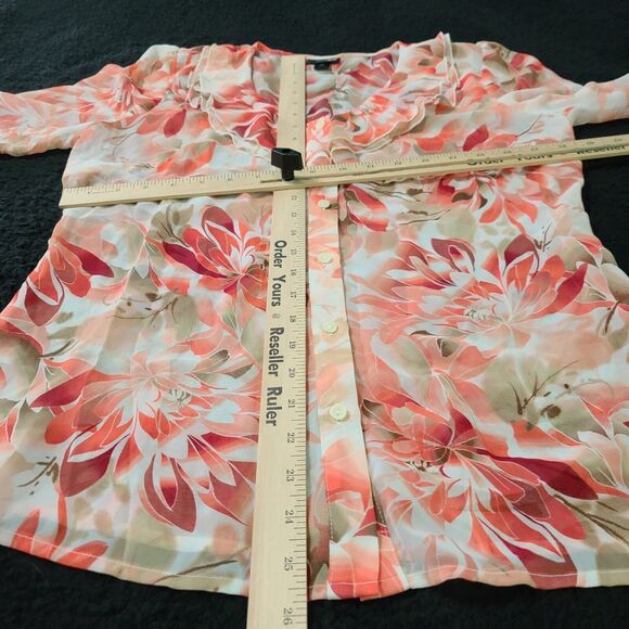 East 5th Womens Button Up Blouse Multicolor Size M Polyester Chiffon Collar - Picture 3 of 12